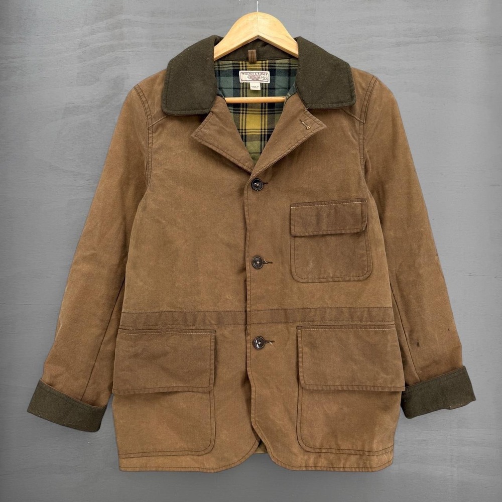 Wallace & Barnes Chore Coat Brown Waxed Canvas Corduroy Trim XS